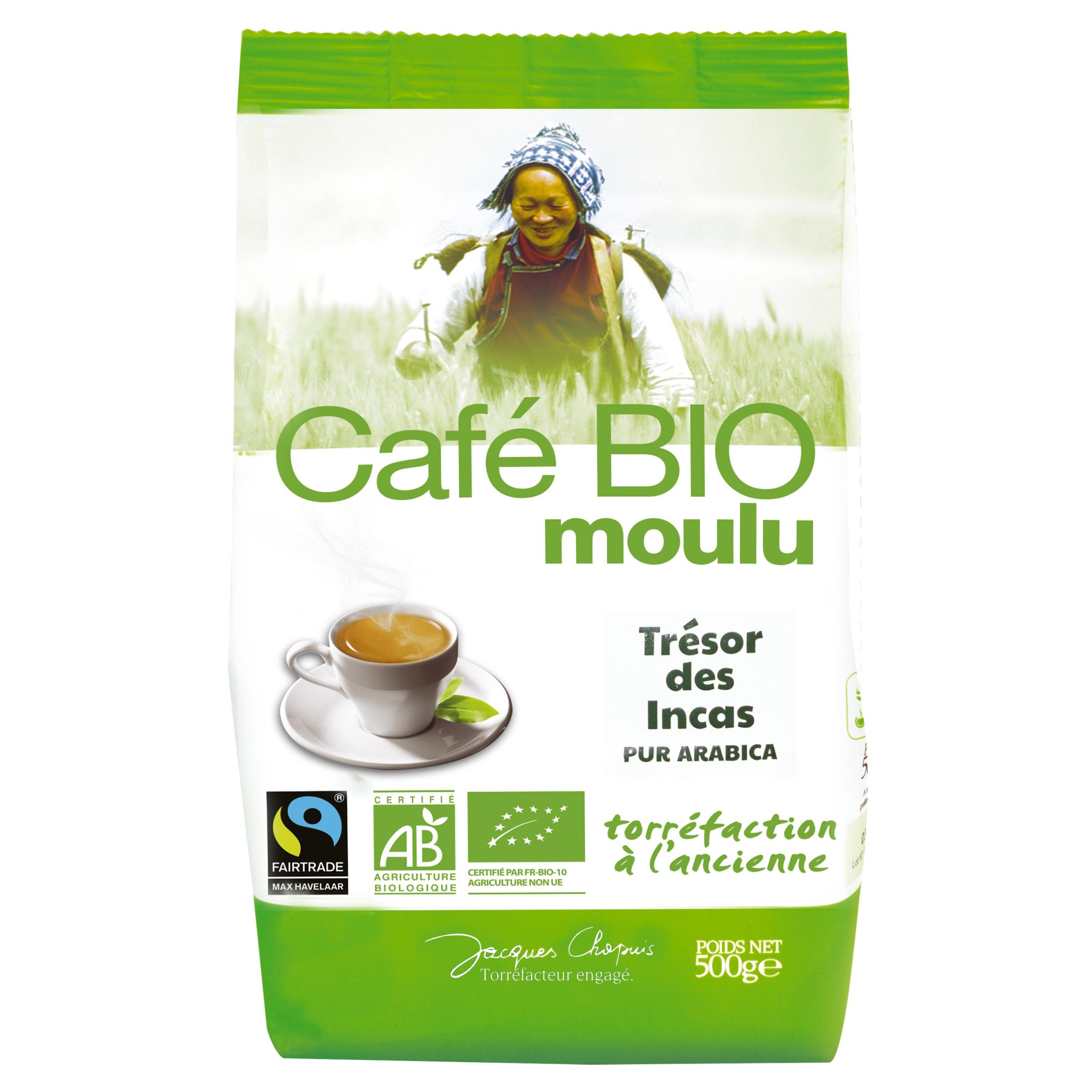 Café Pur Arabica Doux Grains 500g Bio