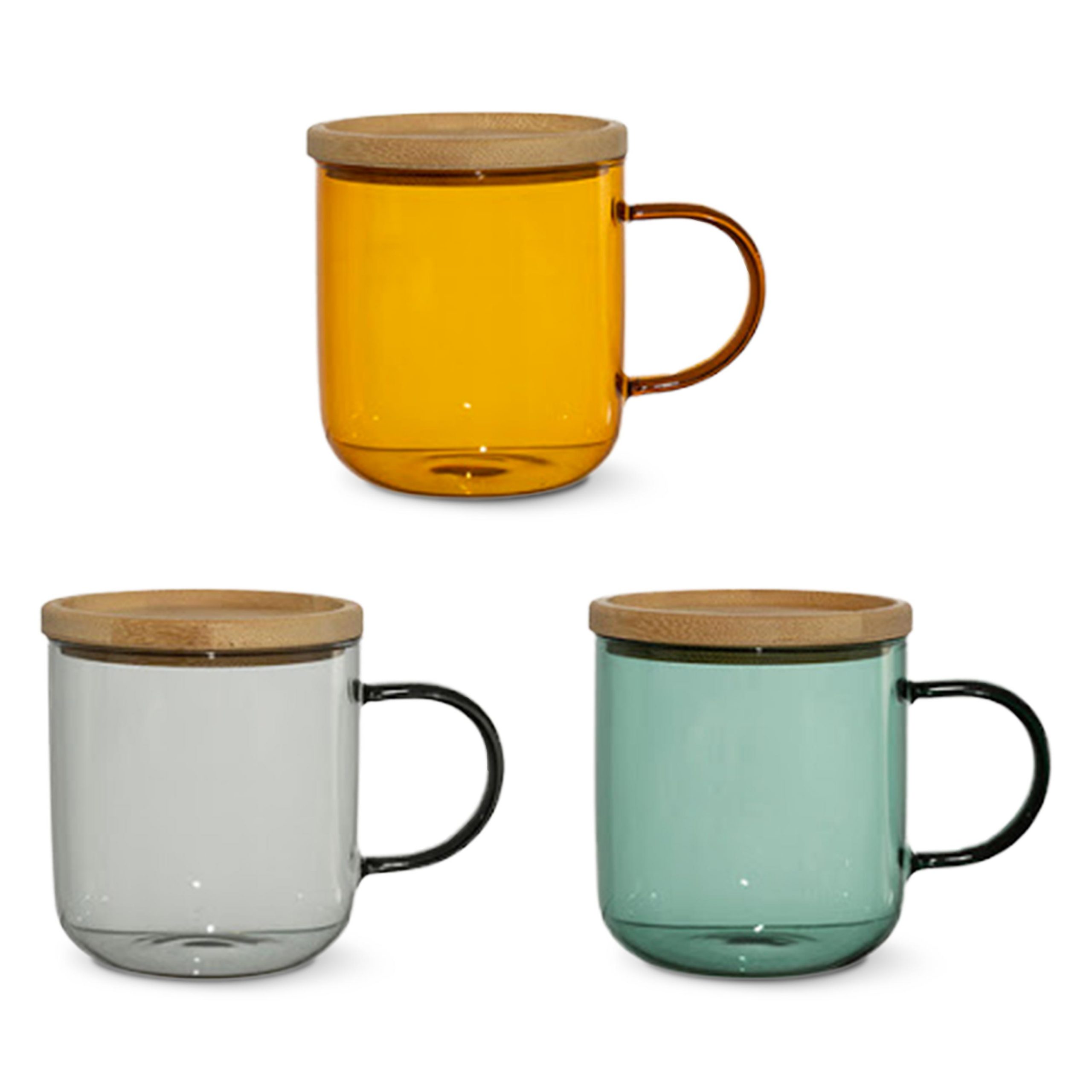 COFFRET 3 TASSES EN VERRE COLORÉ ET BAMBOU • Cafés Chapuis